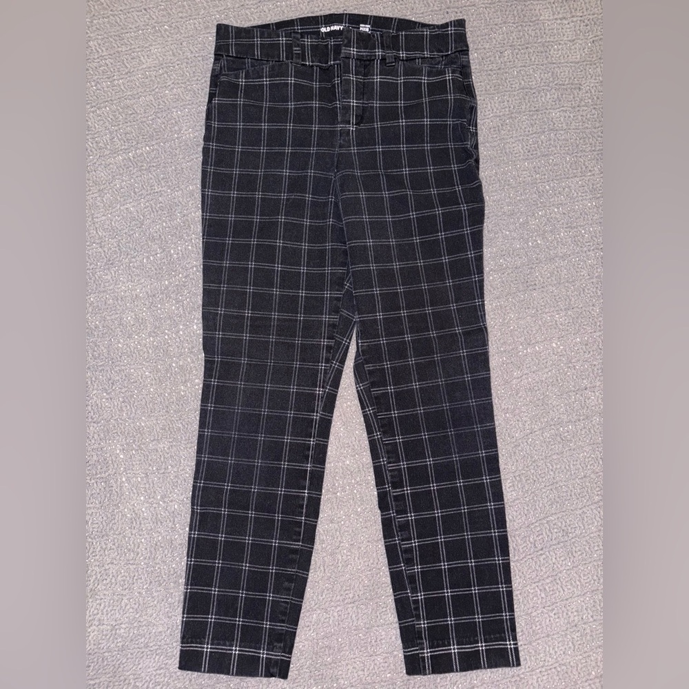 Old Navy Dark Plaid High Rise Pixie Pants